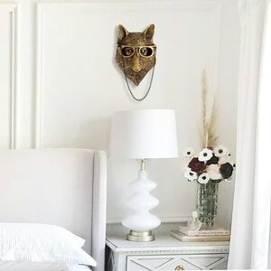 NWT Fox Head Figural Wall Sculpture Whimsy In Antique Gold 9.5"L